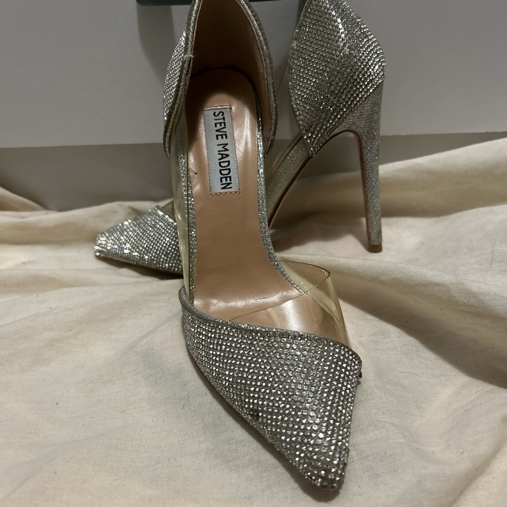 Steve Madden Silver Glitter Heels